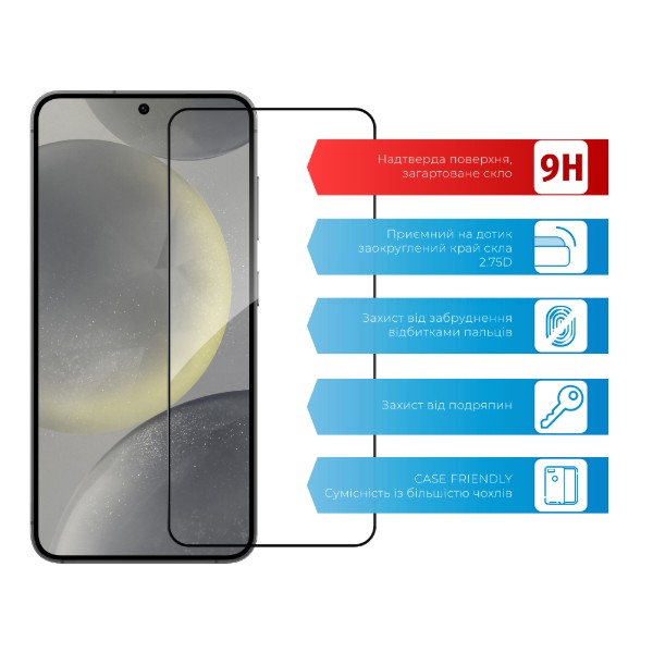 Фото - Защитное стекло для смартфона ACCLAB 9H for Samsung Galaxy S24 Black (1283126591891)